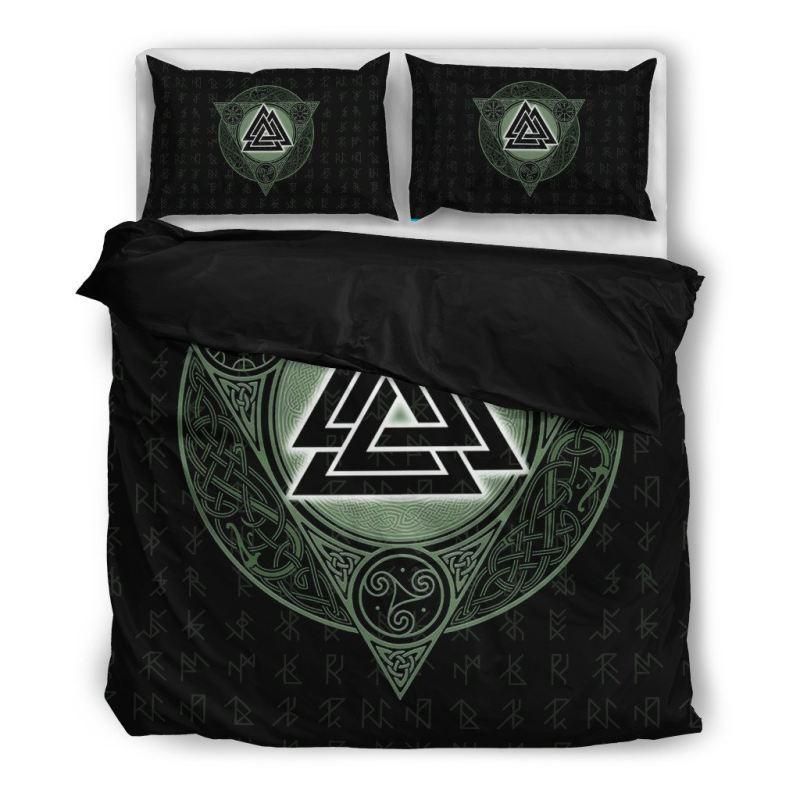 Viking Strange Signs Black And Gray Bedding Set
