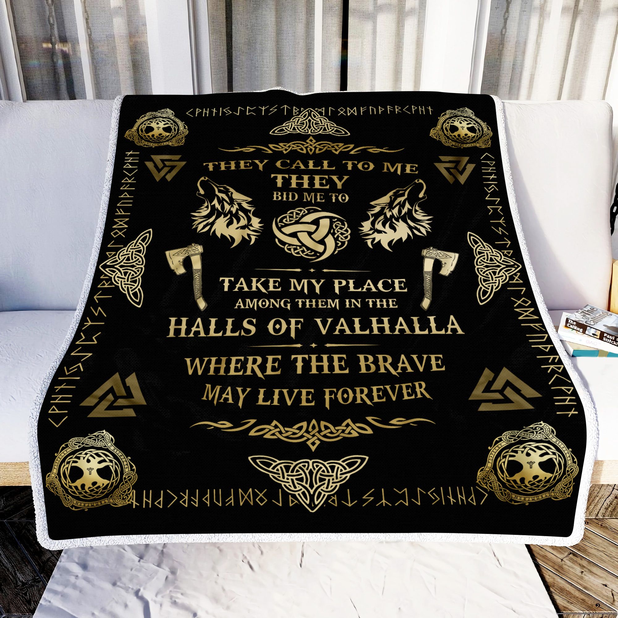 Viking They Bid Me To Take My Place In The Halls Of Valhalla Fleece Blanket