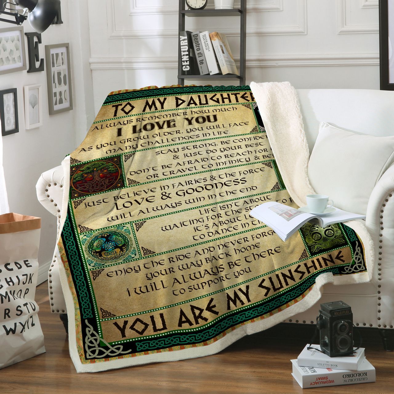 Viking To My Daughter Sherpa Fleece Blanket
