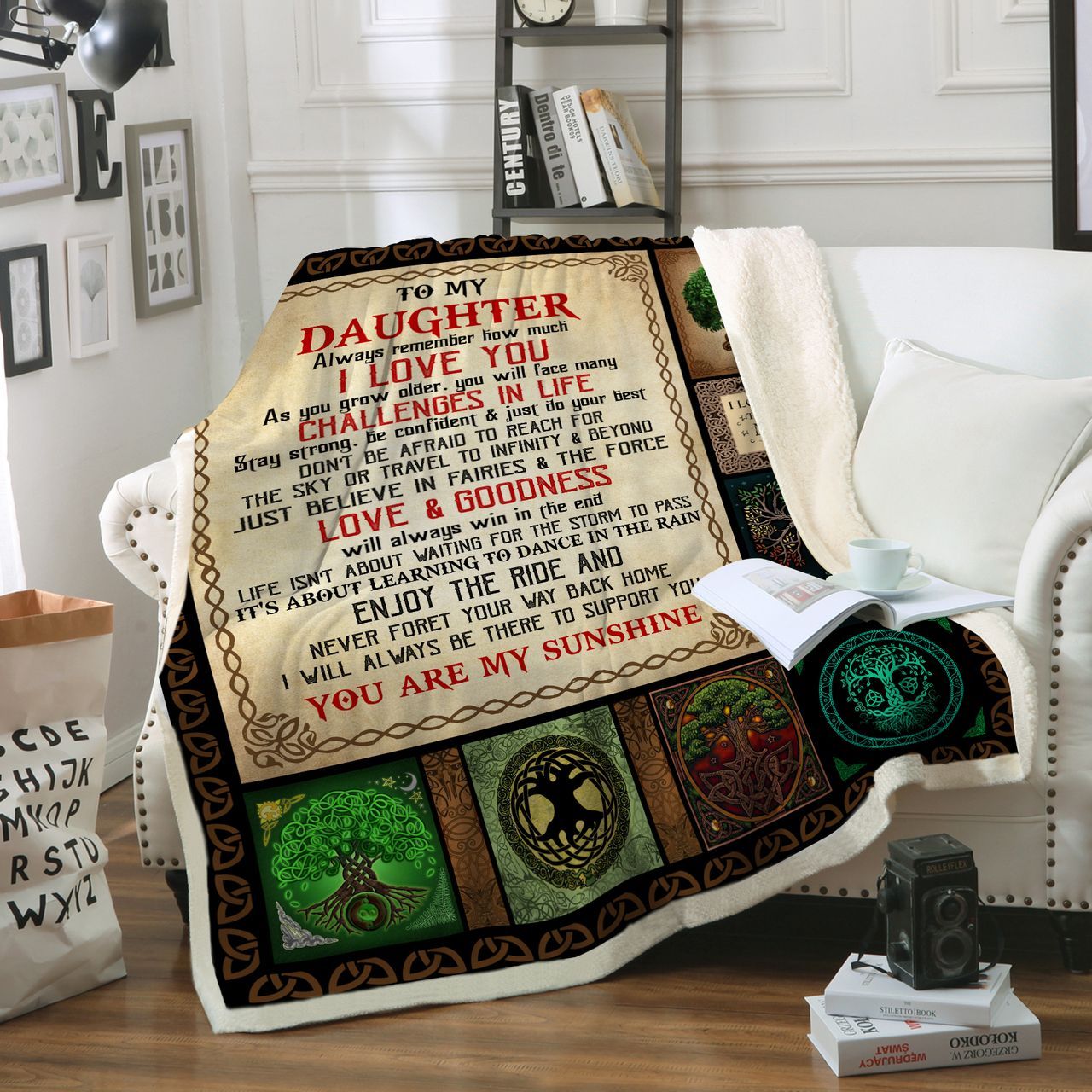 Viking To My Daughter Sherpa Fleece Blanket