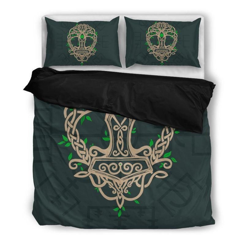 Viking Tree Of Life Mjolnir Bedding Set