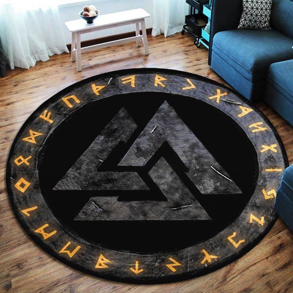 Viking Valknut Runic Symbol Round Carpet