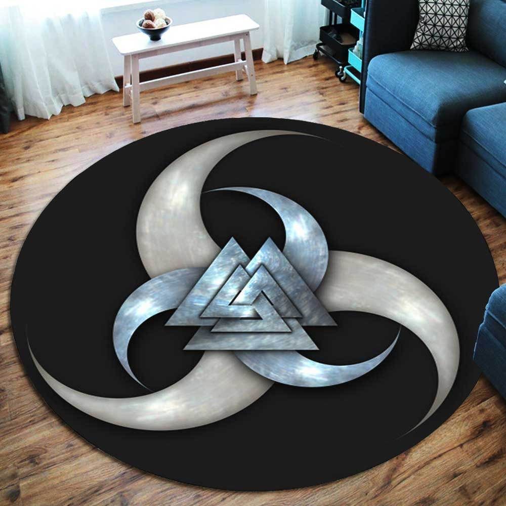 Viking Valknut Symbol Round Carpet