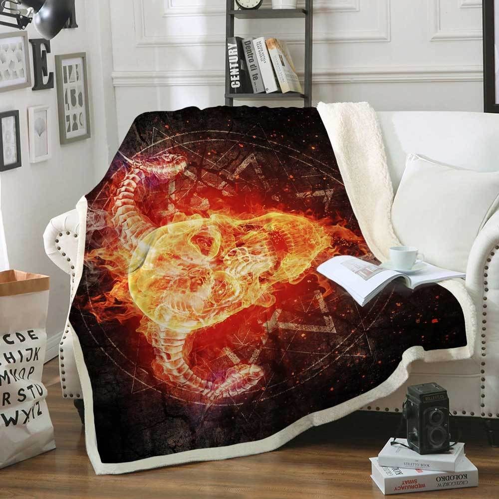 Viking Warriors Skull Sherpa Fleece Blanket
