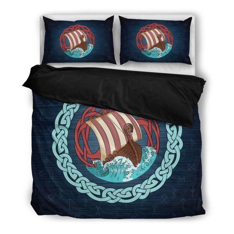 Viking Wave Textured Circle Bedding Set