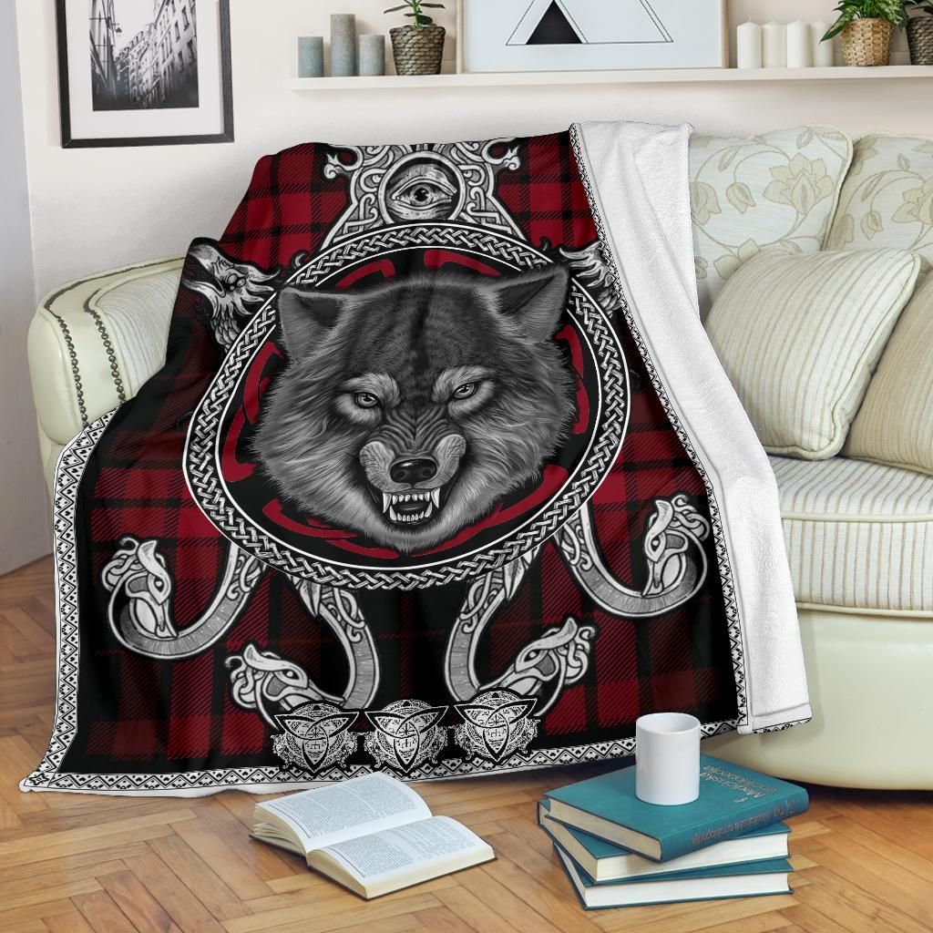 Viking Wolf Sherpa Fleece Blanket