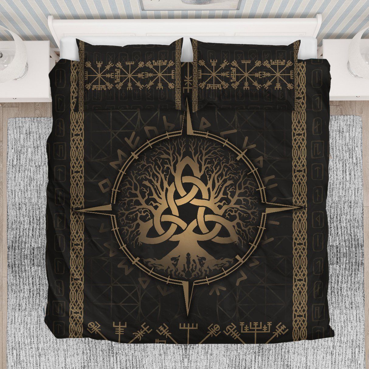 Viking Yggdrasil Celtic Rune Circle Bedding Set