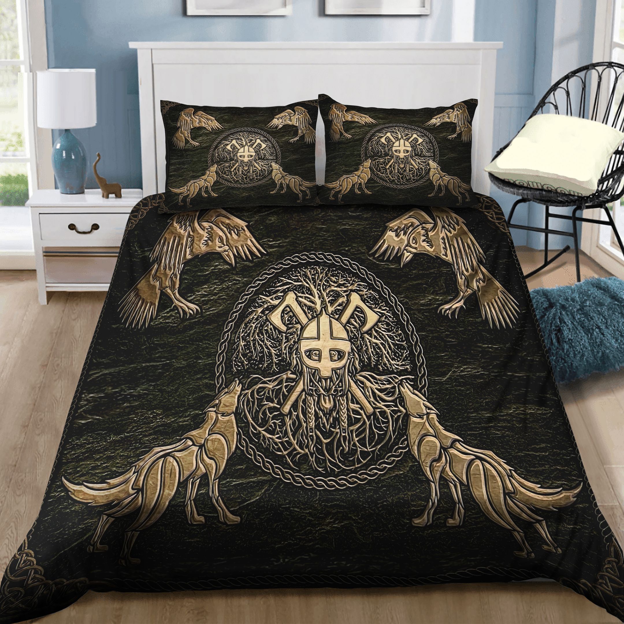 Vikings Wolf And Crows Bedding Set