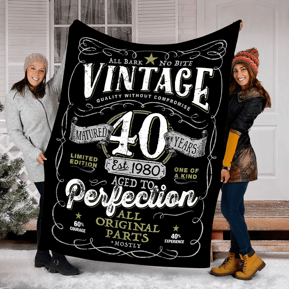 Vintage 40Th Birthday Sherpa Fleece Blanket