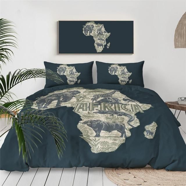 Vintage African Map Bedding Set