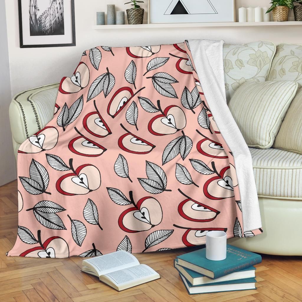 Vintage Apple Pattern Print Design Fleece Blanket
