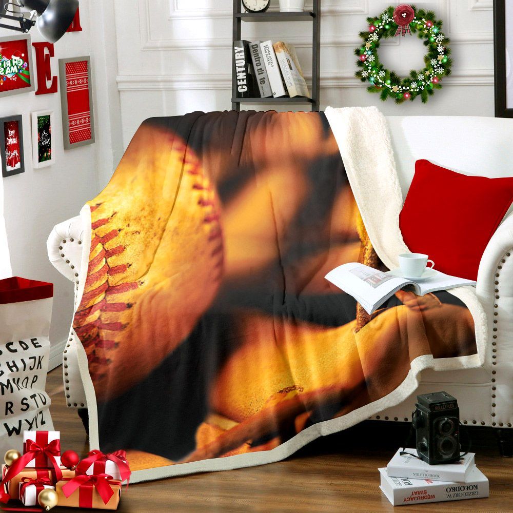 Vintage Baseball Sherpa Fleece Blanket