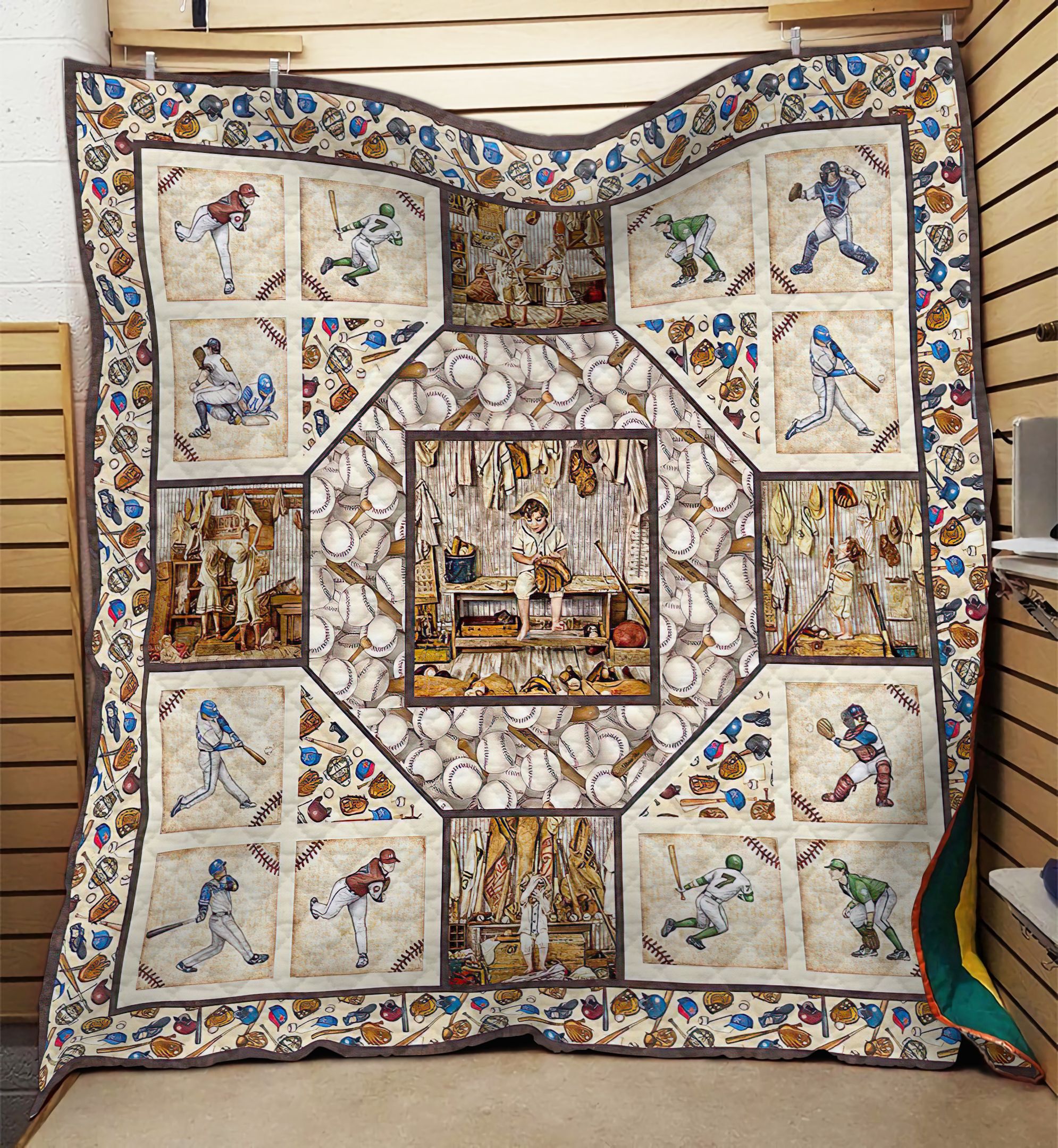 Vintage Baseball NI1009038MT Quilt Blanket