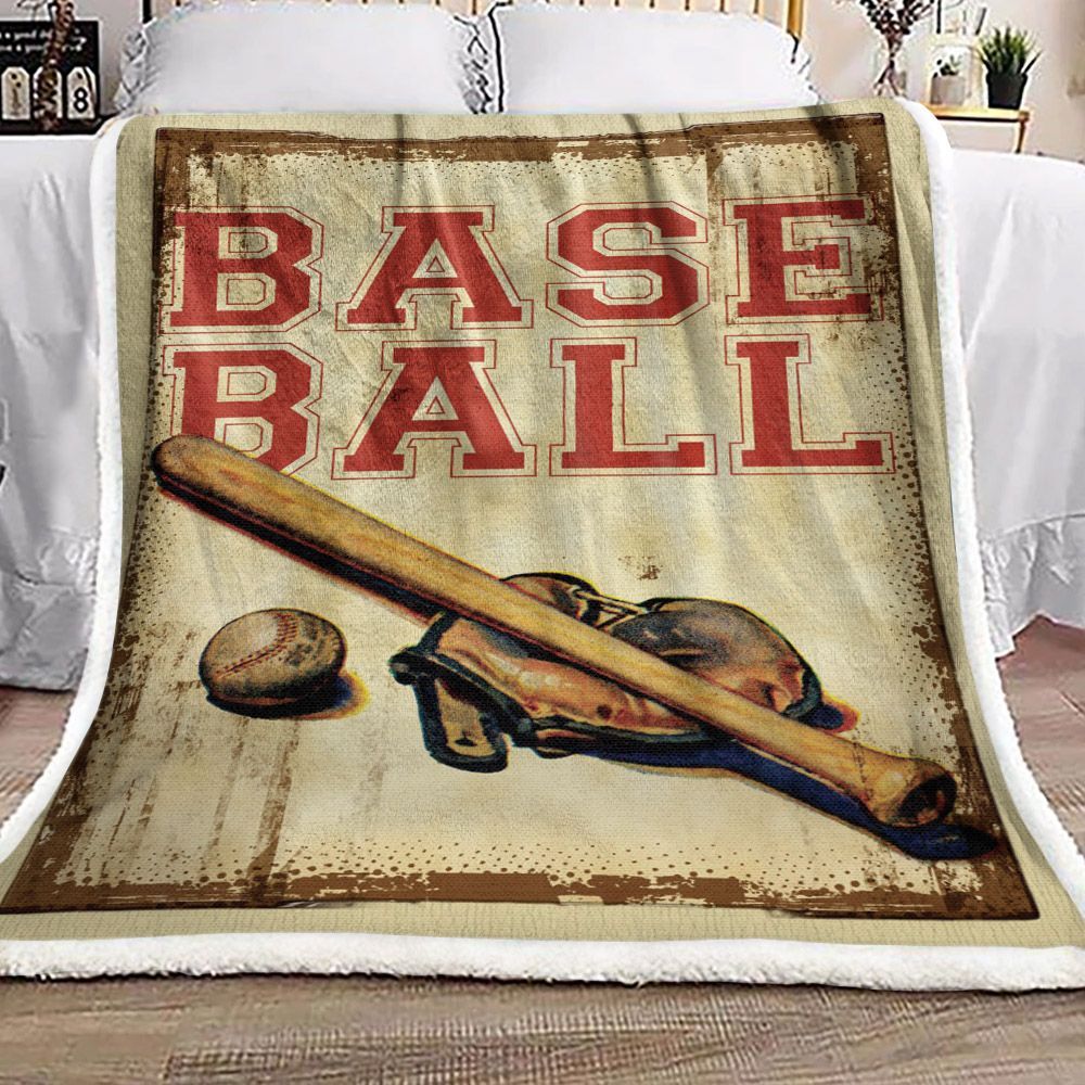 Vintage Baseball Sherpa Fleece Blanket