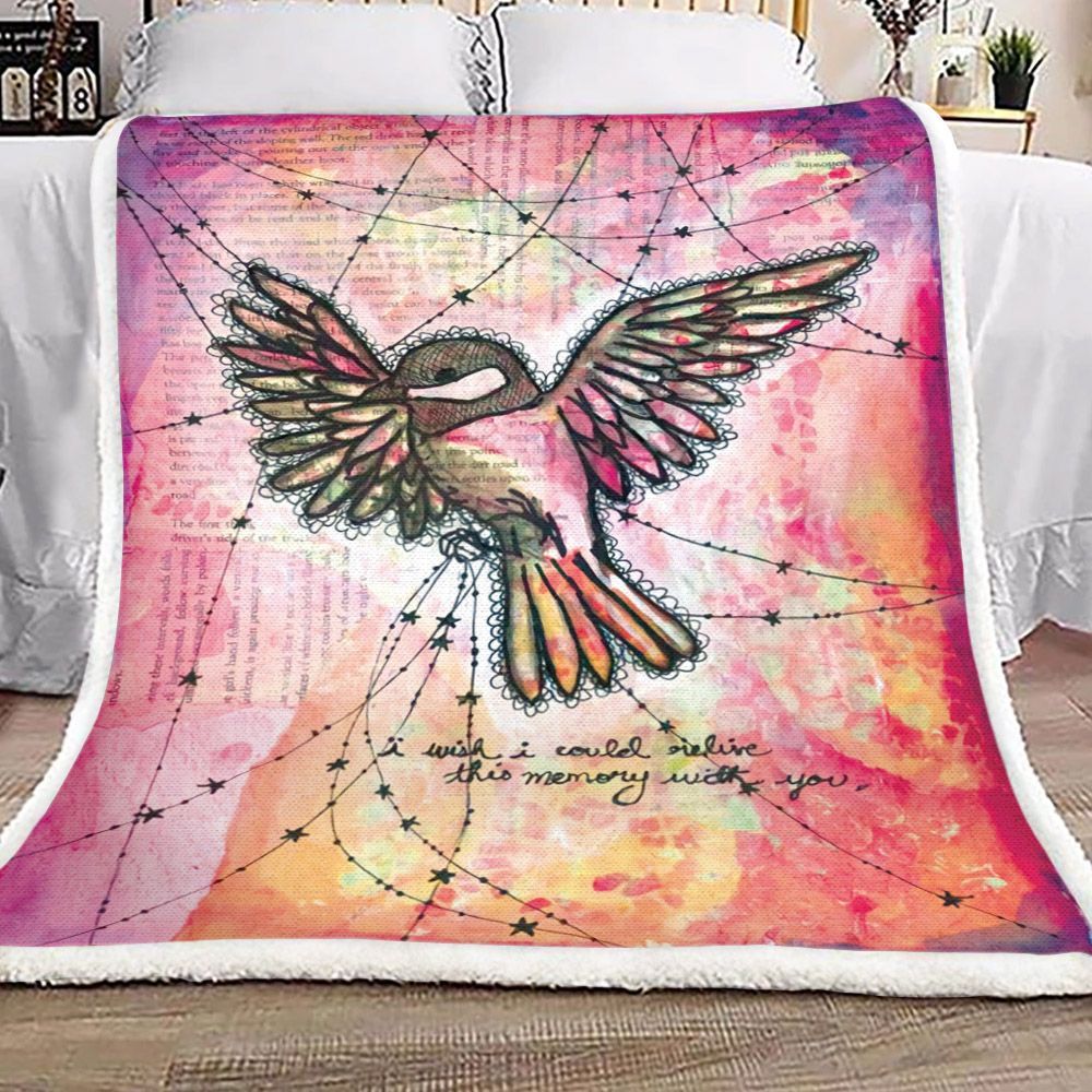 Vintage Bird Sherpa Fleece Blanket