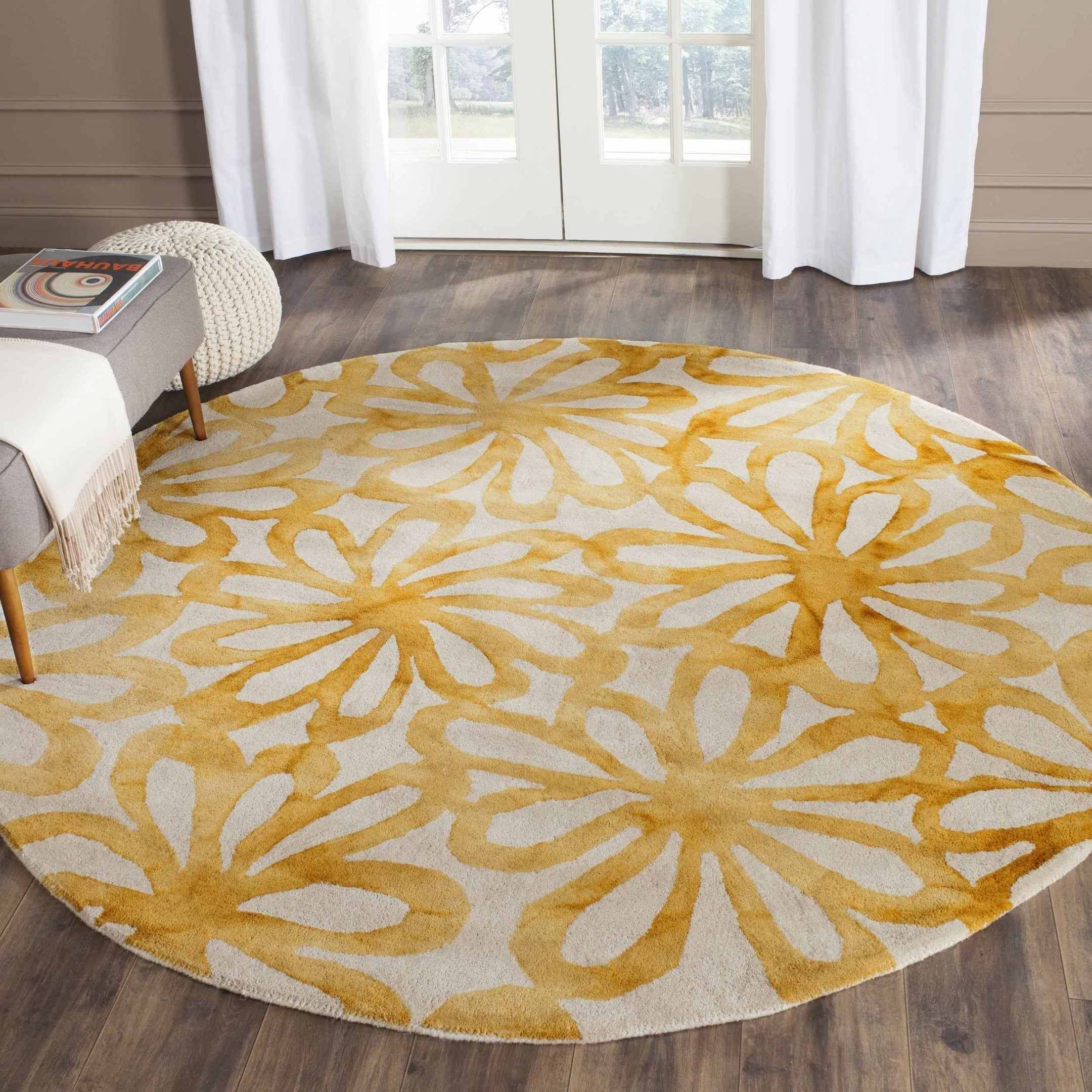 Vintage Boho Flower Round Carpet