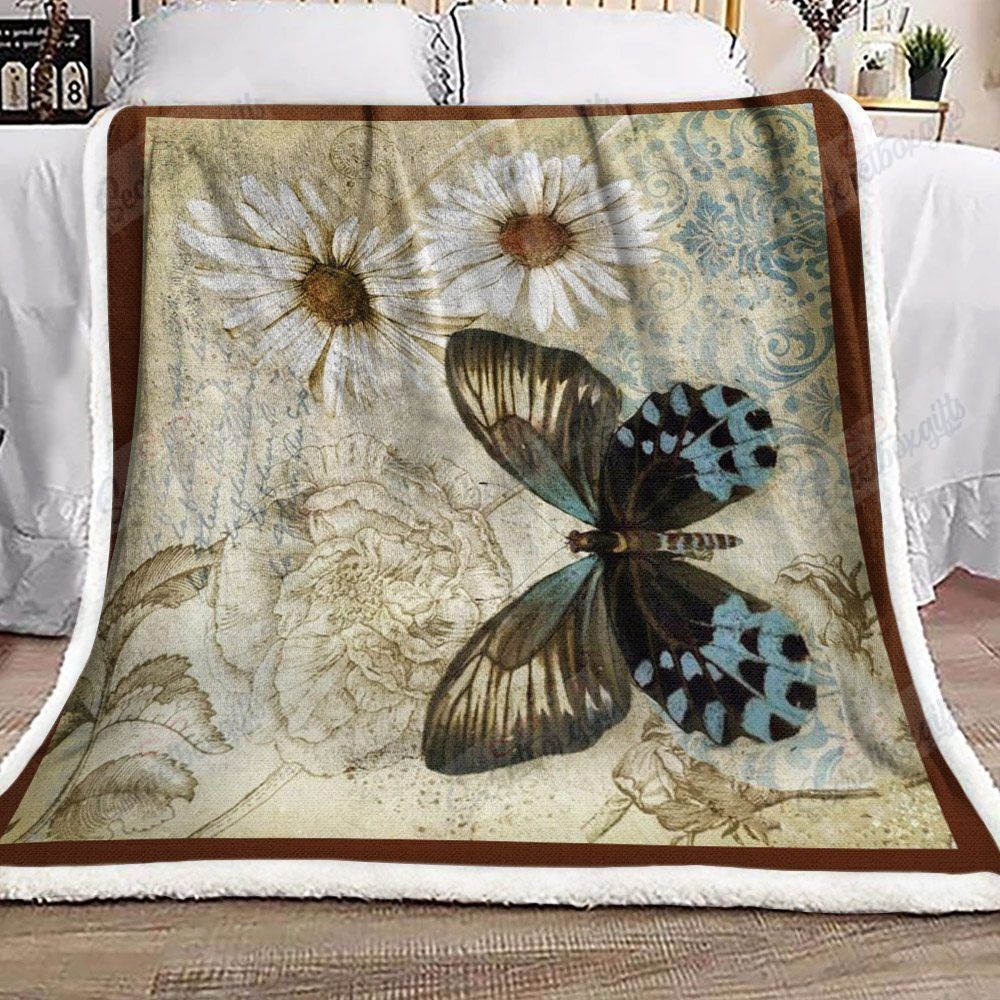 Vintage Butterfly Fleece Blanket