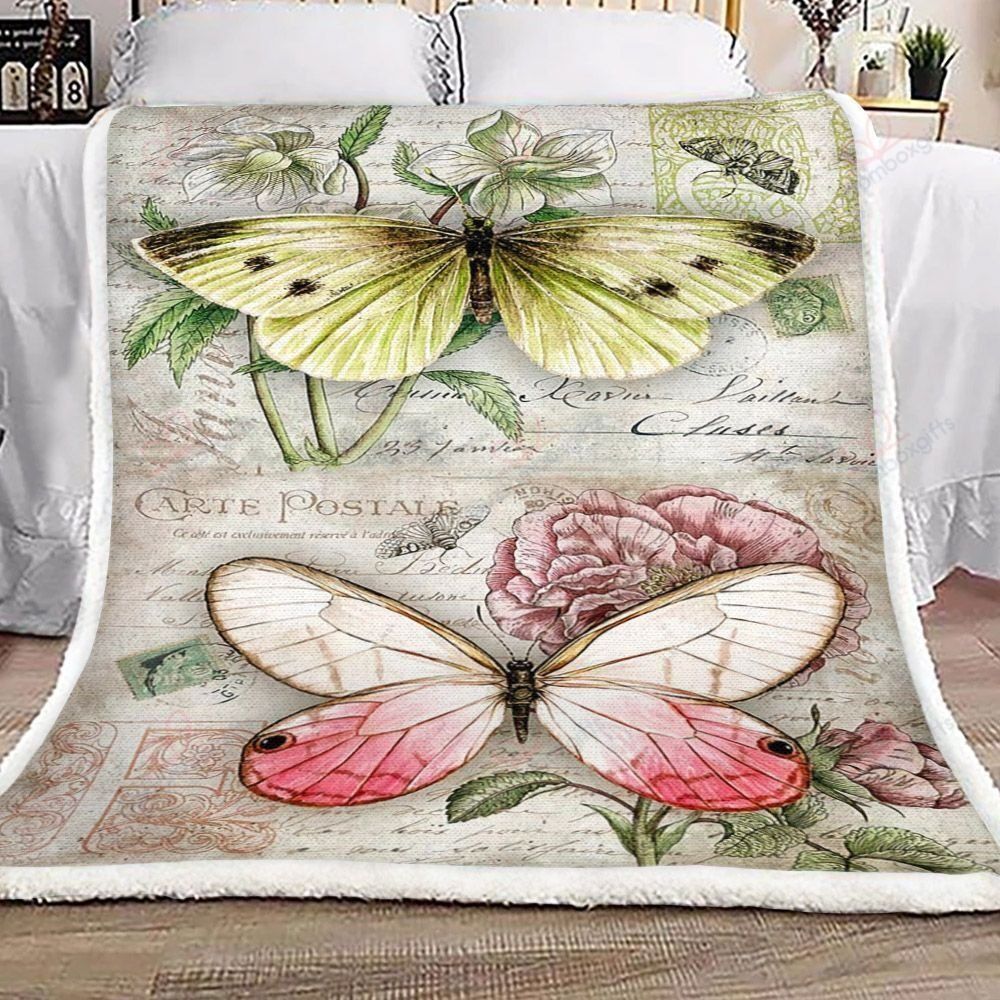 Vintage Butterfly Fleece Blanket