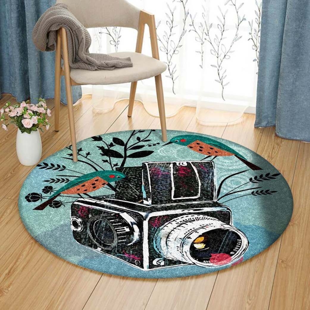 Vintage Camera Round Carpet