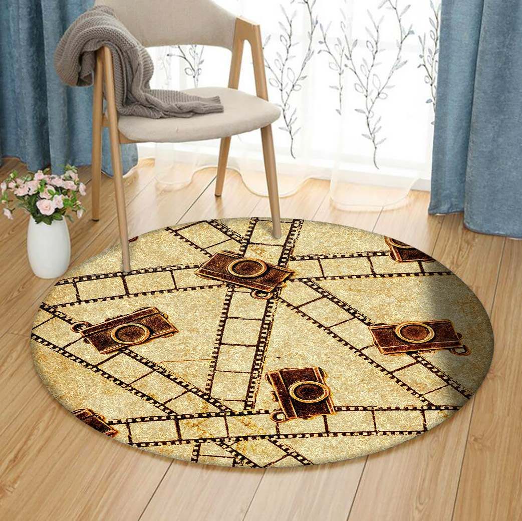 Vintage Camera Round Carpet