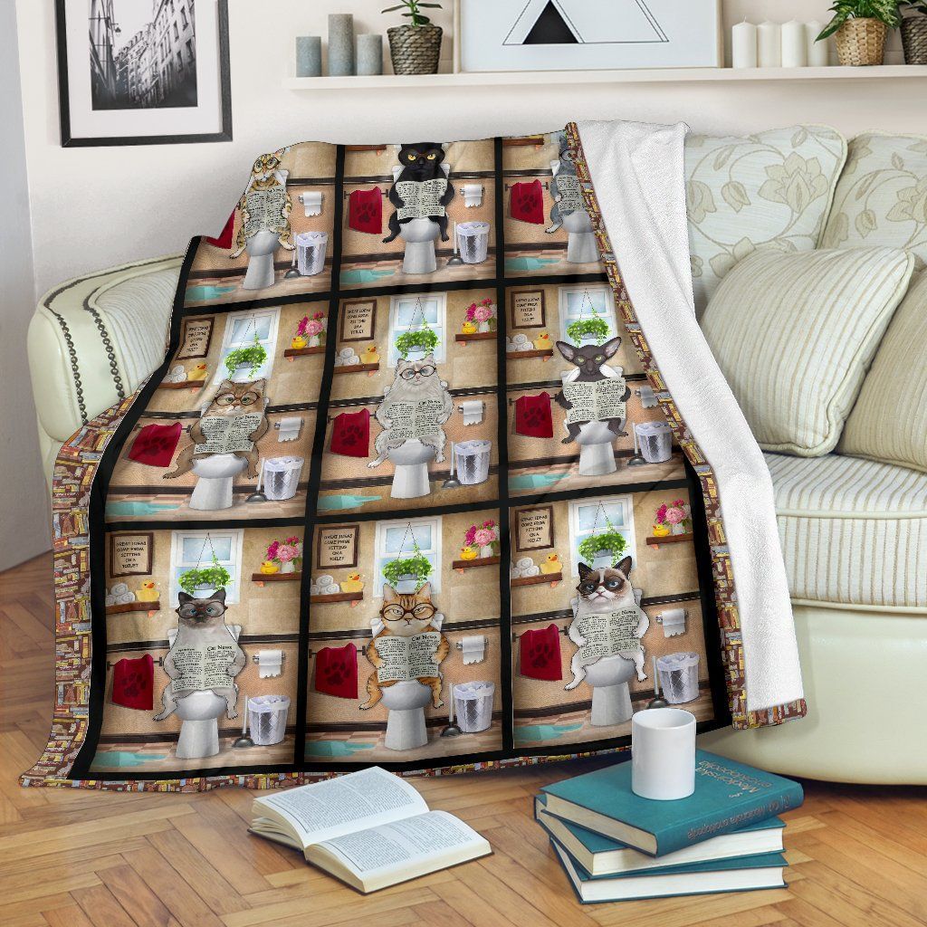 Vintage Cat Sherpa Fleece Blanket