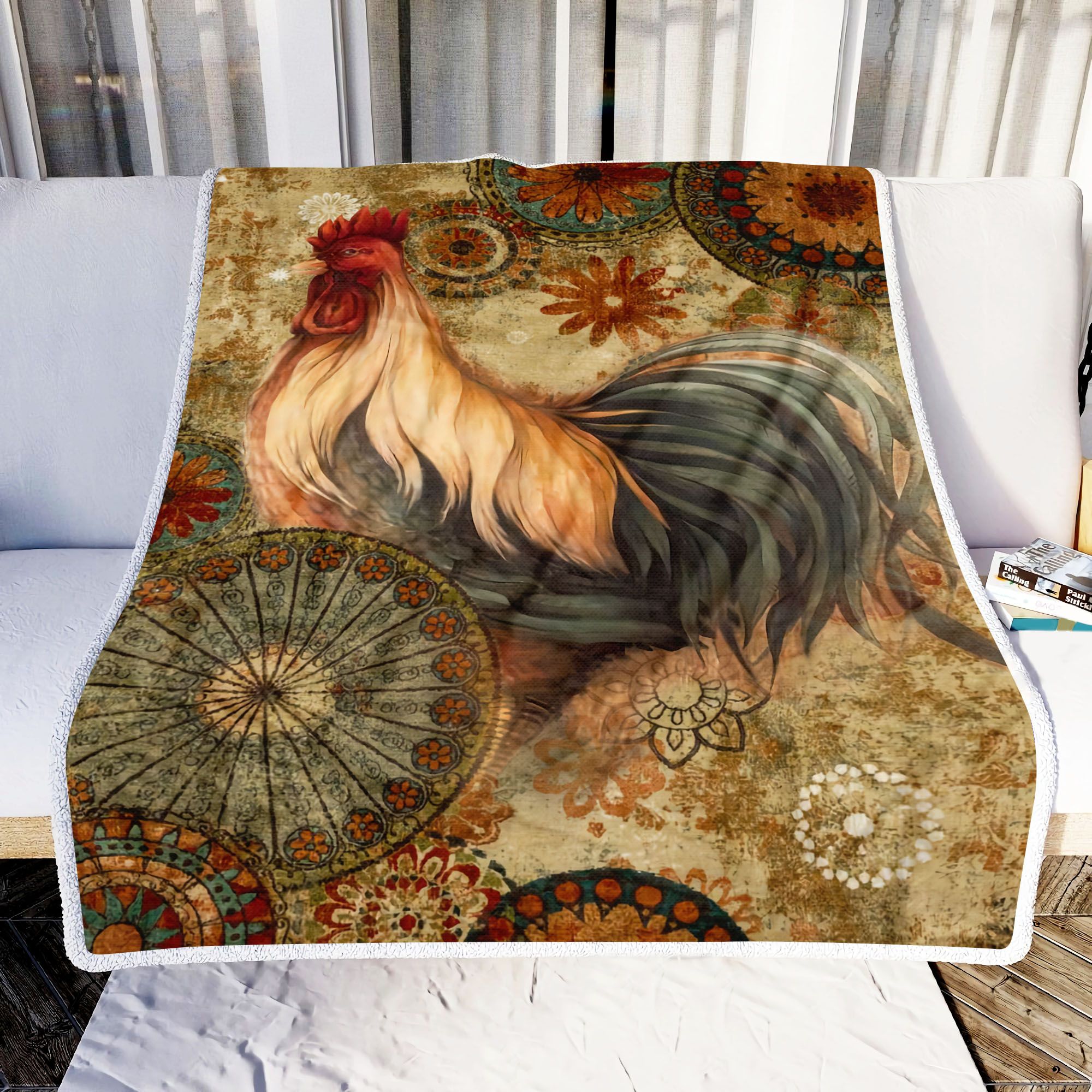 Vintage Chicken Fleece Blanket