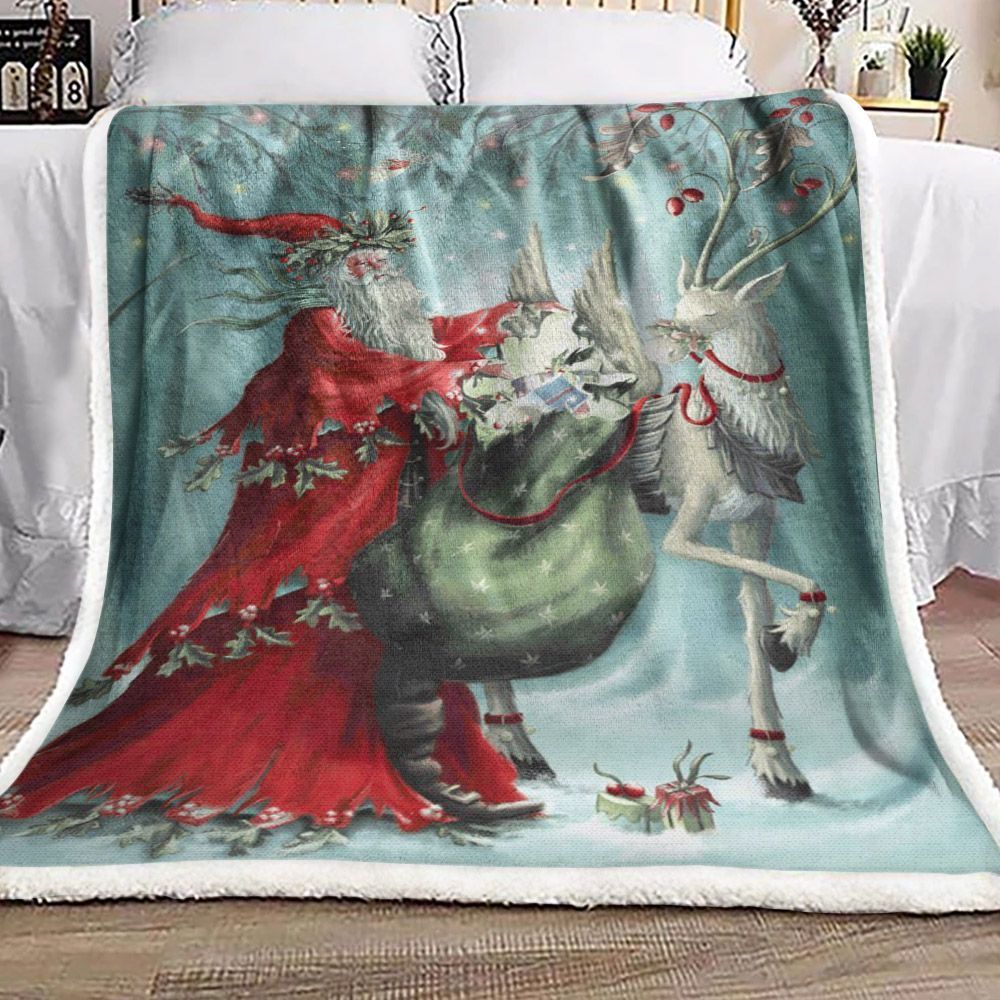 Vintage Christmas Sherpa Fleece Blanket