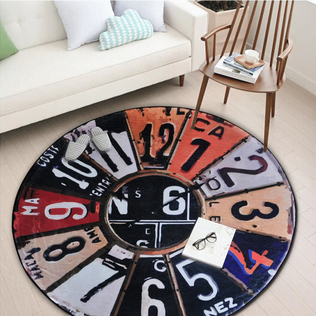Vintage Clock Round Carpet
