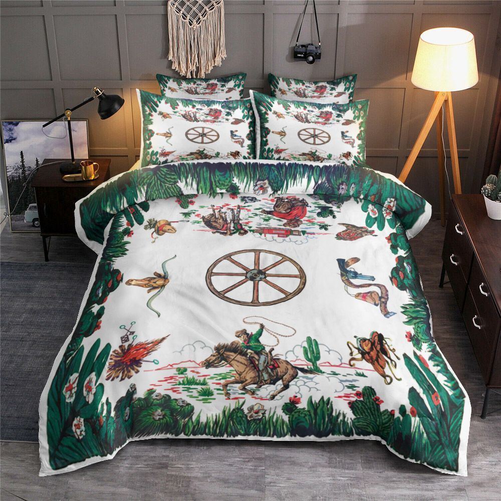 Vintage Cowboy Cactus Western Bedding Set