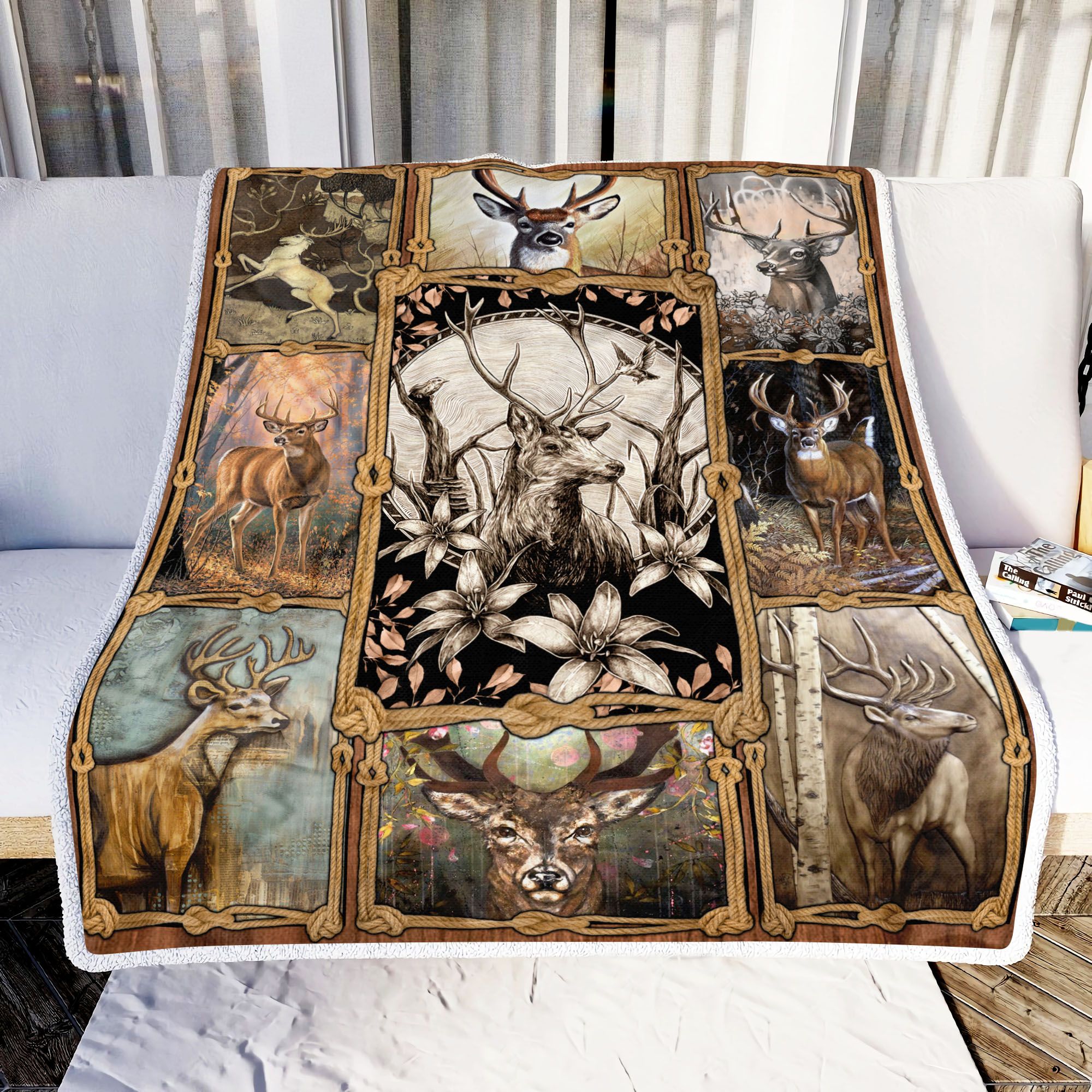Vintage Deer Hunting Fleece Blanket