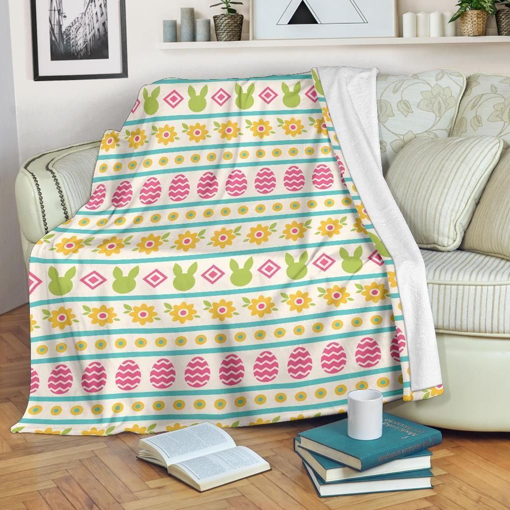 Vintage Easter Eggs Pattern Print Design Fleece Blanket