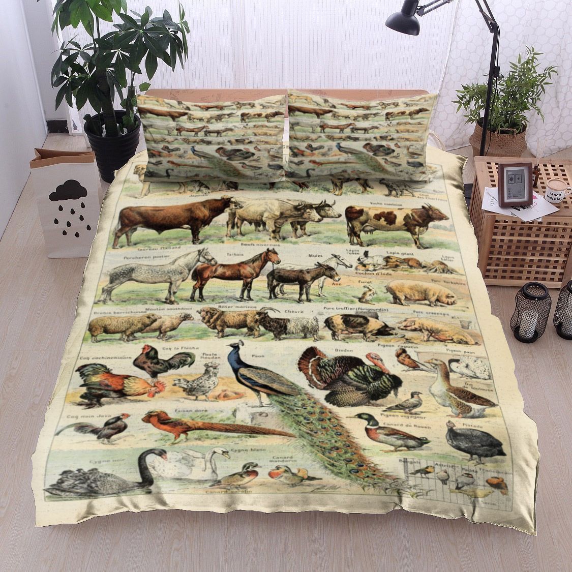 Vintage Farm Animal Art Bedding Set