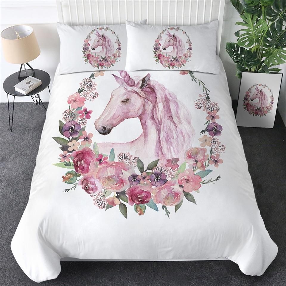 Vintage Floral Unicorn Bedding Set