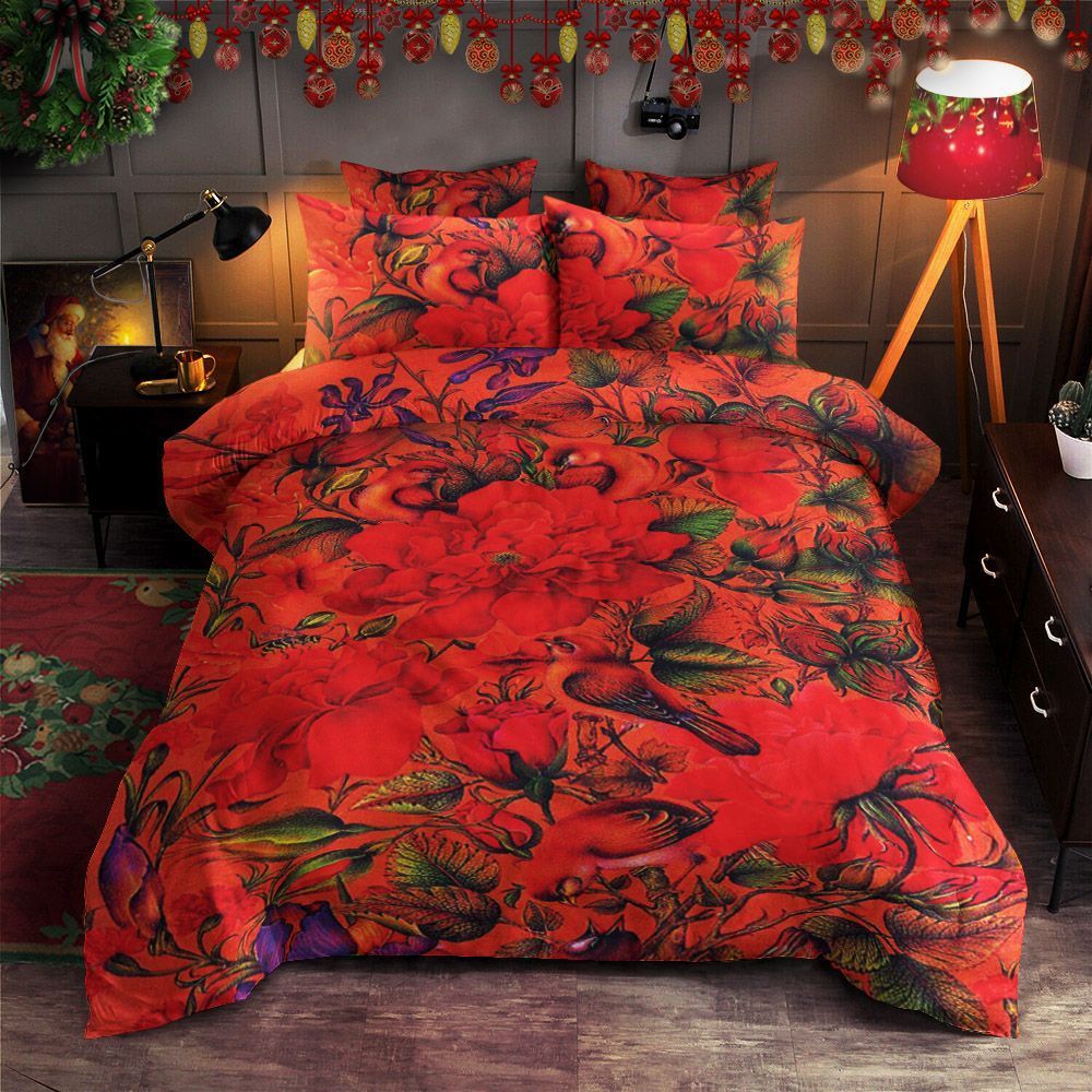 Vintage Flower And Bird Bedding Set