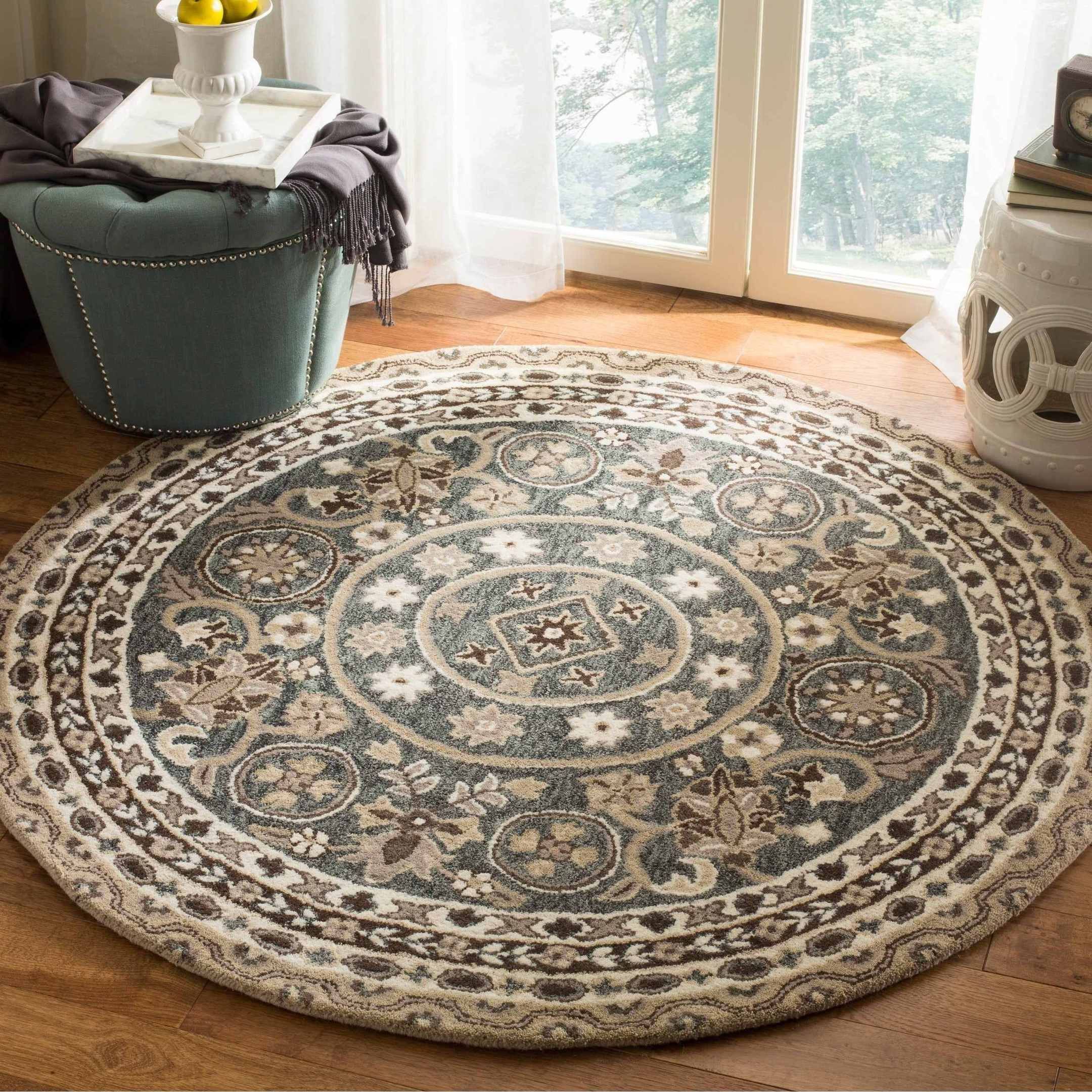 Vintage Flower Round Carpet