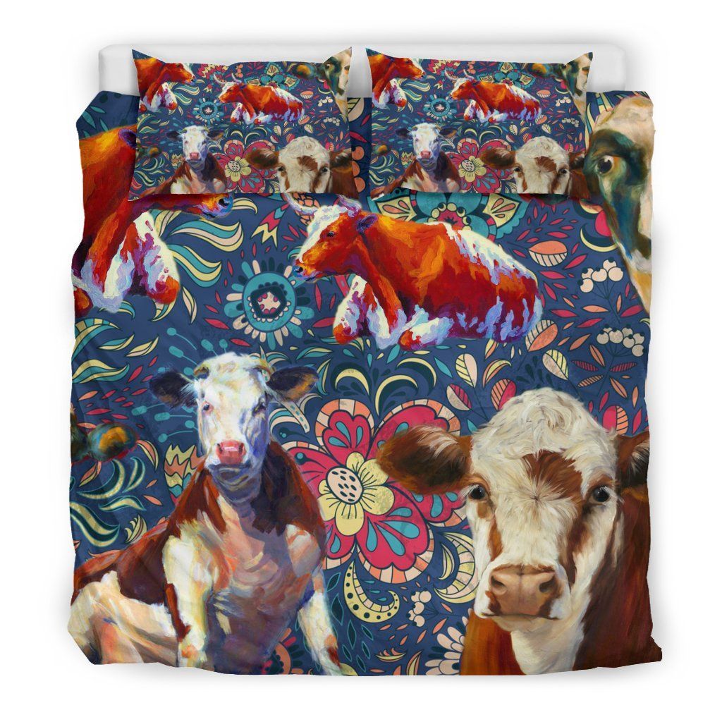Vintage Flower Cow Bedding Set