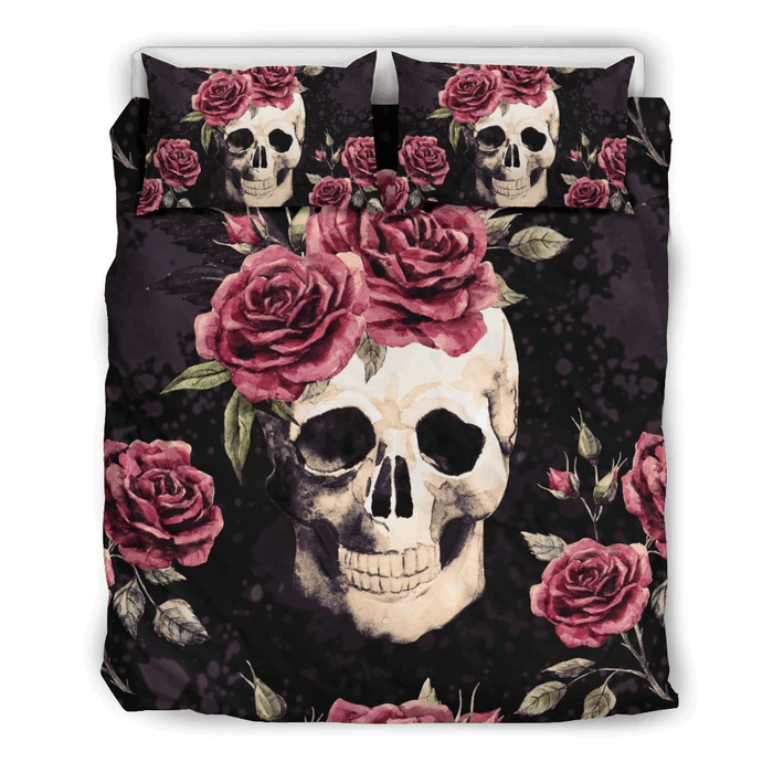 Vintage Flower Skull Bedding Set
