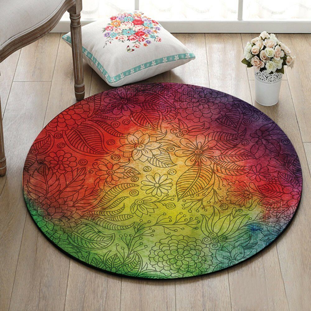 Vintage Flowers Round Carpet