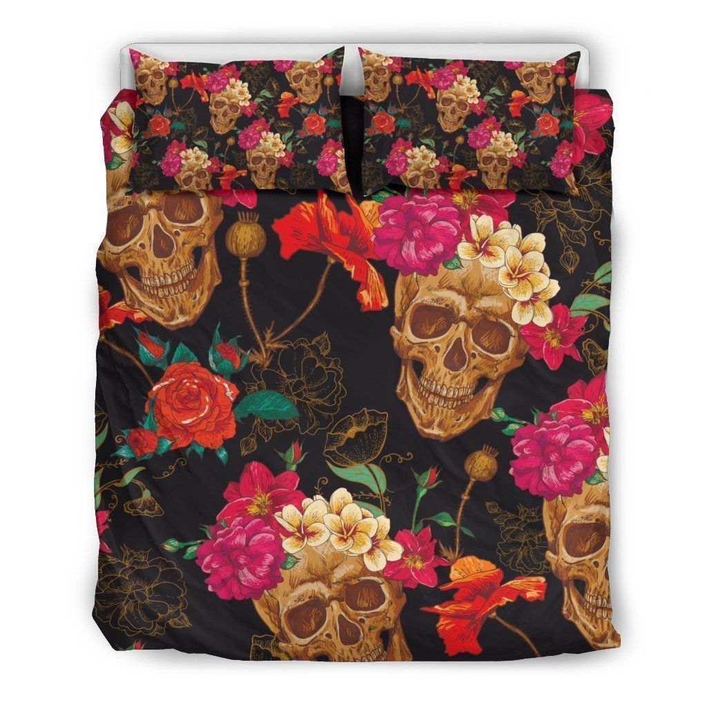 Vintage Flowers Skull Bedding Set