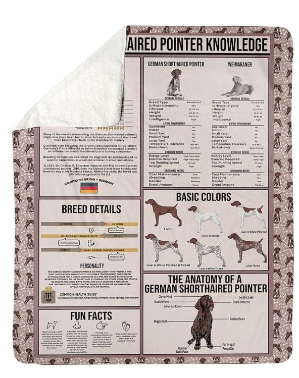 Vintage German Shorthaired Pointer Knowledge Sherpa Fleece Blanket