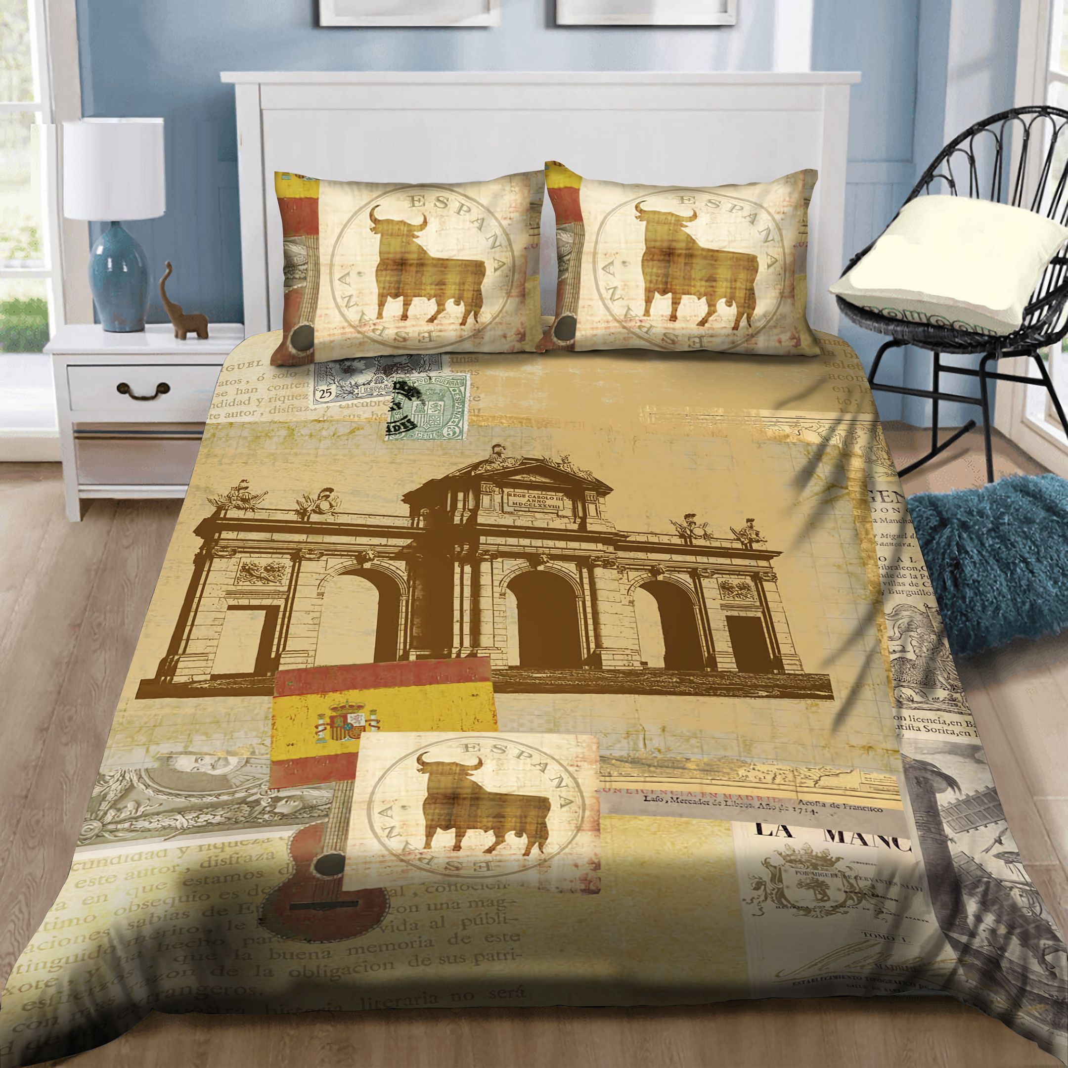 Vintage Madrid Spain Bedding Set