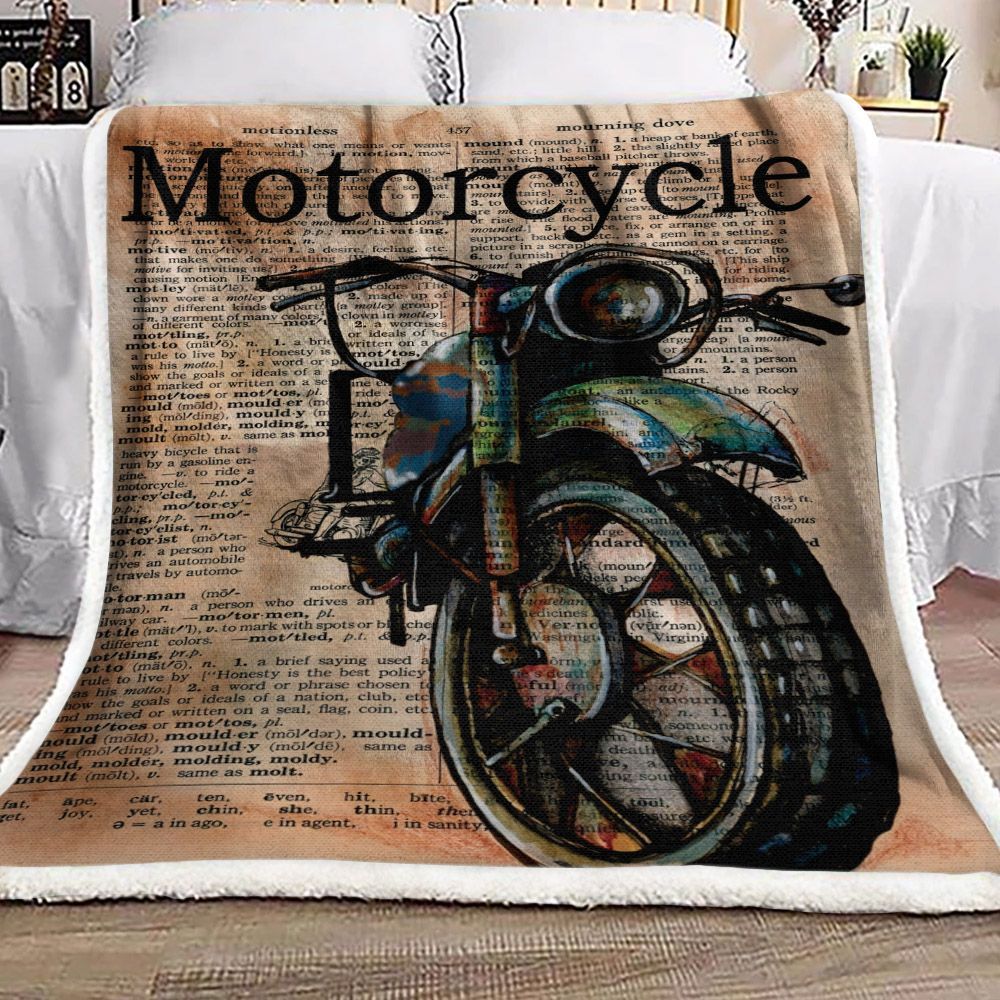 Vintage Motorcycle Sherpa Fleece Blanket