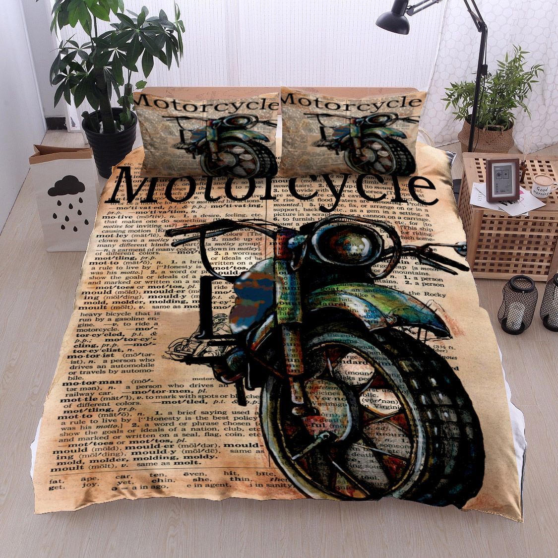 Vintage Motorcycle Bedding Set