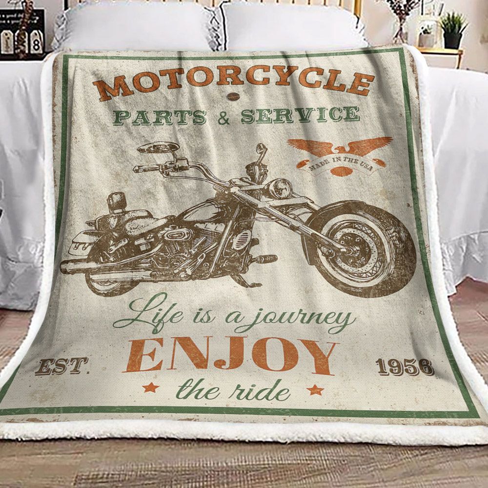 Vintage Motorcycling Sherpa Fleece Blanket