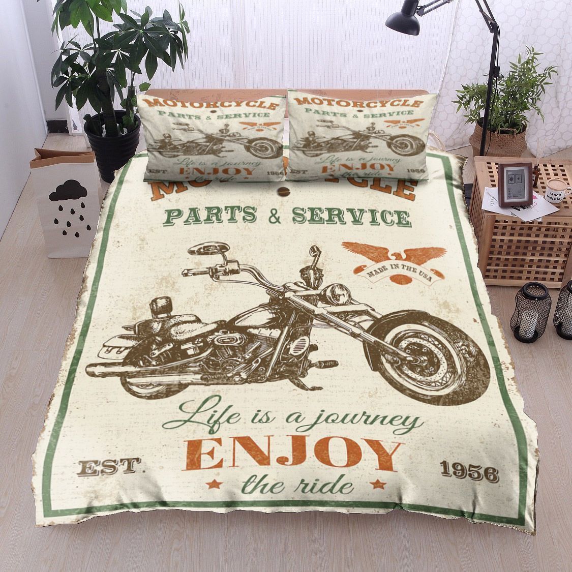 Vintage Motorcycling Bedding Set