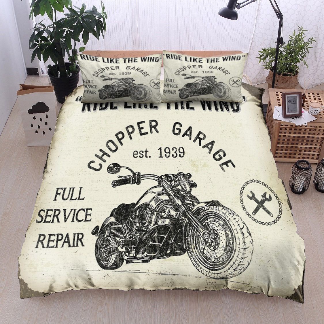 Vintage Motorcycling Bedding Set