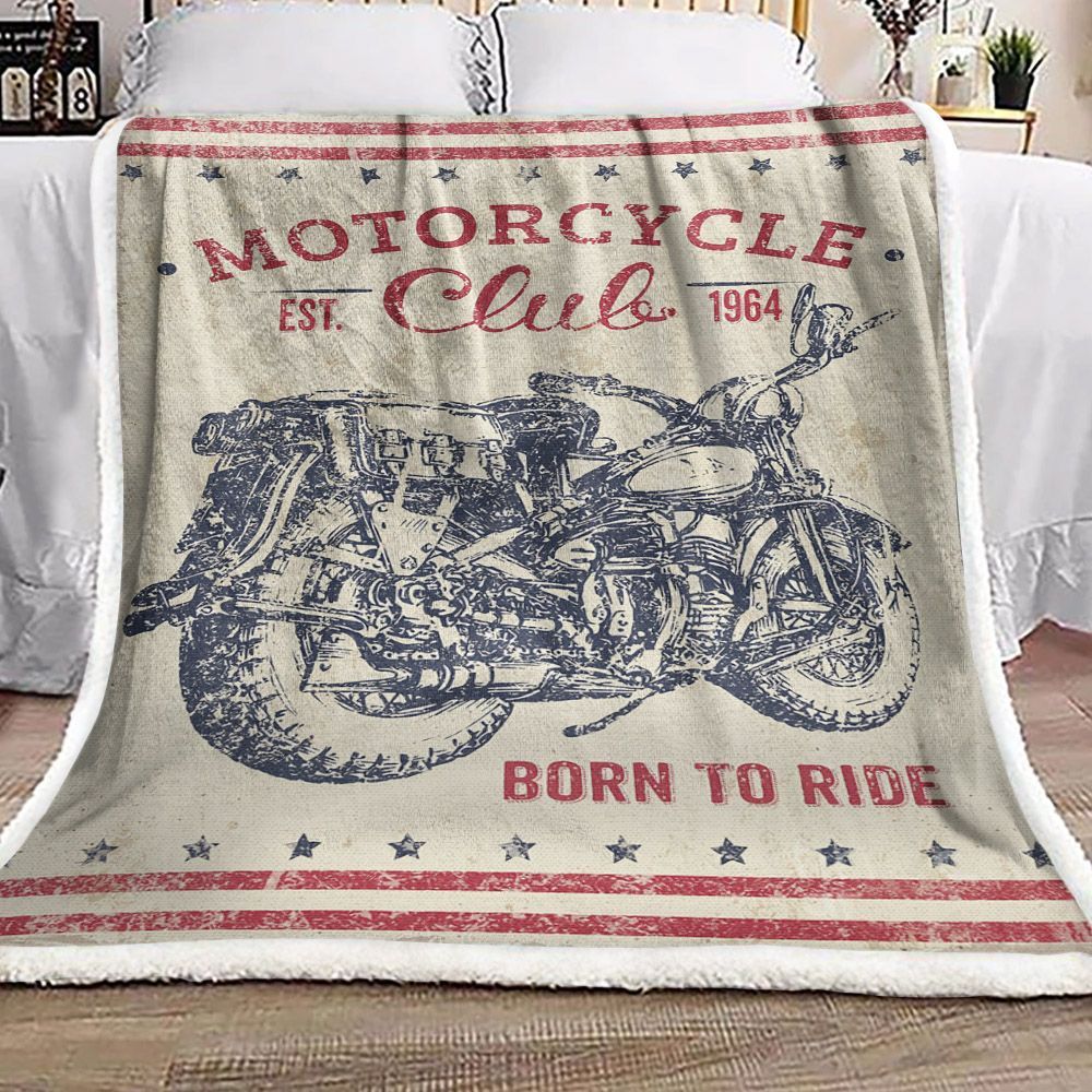 Vintage Motorcycling Sherpa Fleece Blanket