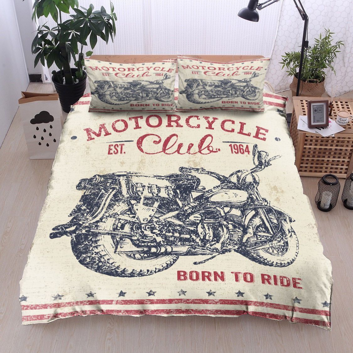 Vintage Motorcycling Bedding Set