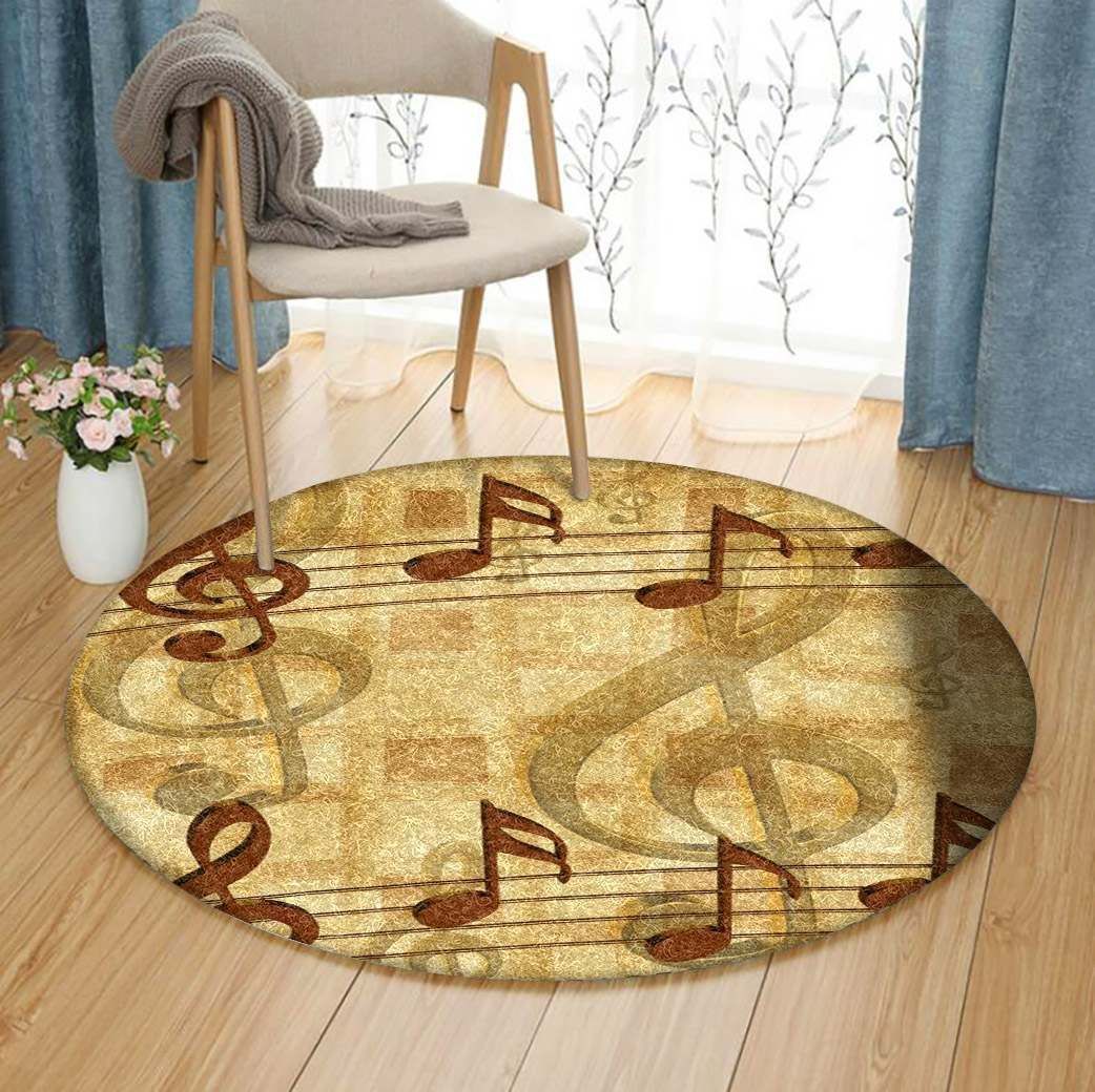 Vintage Music Note Round Carpet