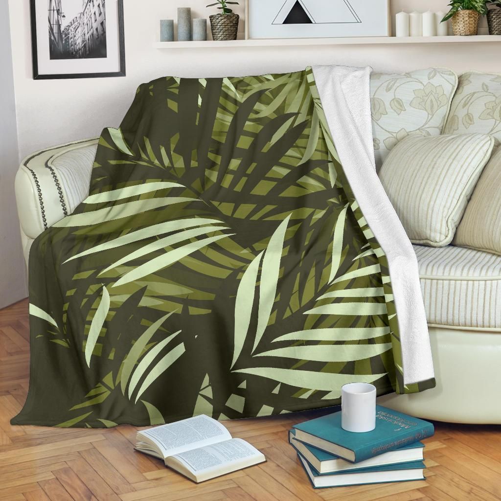 Vintage Palm Leaves Pattern Print Design Fleece Blanket